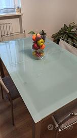 Tavolo vetro-acciaio da cucina.