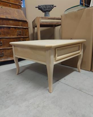 Tavolino da salotto quadrato c/cassetto grezzo leg