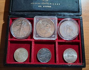 Cofanetto  con 6 monete argento  tipi  vari .