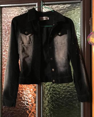 Giubbino nero in cotone stile jeans - taglia S.