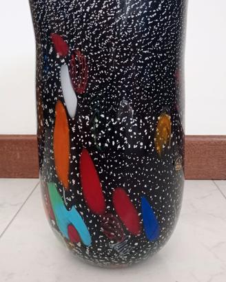 Vaso vetro di Murano nero e bianco Antica Murrina