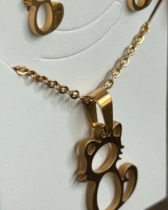 Collana orecchini gatto