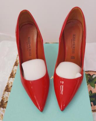 decollete kiss kriss rosso lucido pelle 39