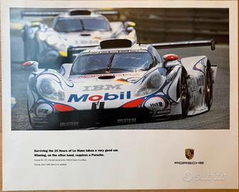 Poster vintage PORSCHE  LE MANS 1998