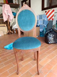 Sedia vintage legno e velluto 