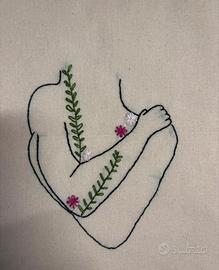 Borsa di tela ricamata a mano