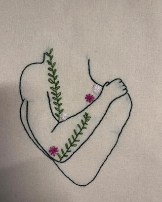 Borsa di tela ricamata a mano