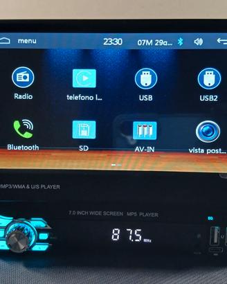AUTORADIO 7" 1 DIN SCHERMO ESTRAIBILE WIRELESS