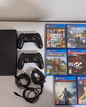 PS4 slim  1TB + 2 controller originali + 8 giochi