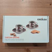 Excelsa set 6 tazze caffe' c/piattini Tartan Gnome