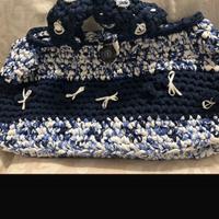 Borsa in fettuccia blu, bianco