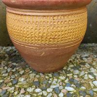 3 vasi terracotta decorati.diam.46,diam 25 Al 14cm