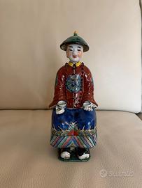 Antica statuina porcellana cinese dinastia Qing