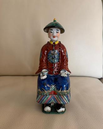 Antica statuina porcellana cinese dinastia Qing
