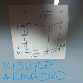 armadio, letto singolo con doghe e materasso 