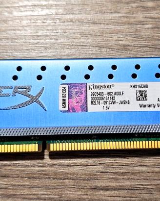 Ram DDR3 1600 Kingston HyperX da 8gb