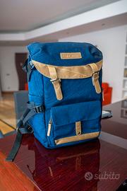 Zaino Fotografico K&F Concept Vintage - Blu/Cuoio