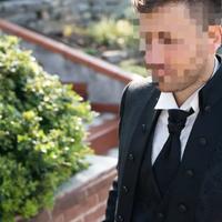 Vestito da sposo nero damascato Enzo Romano