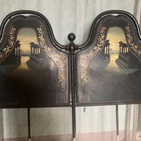 Testiera letto ferro battuto pittura e intarsi