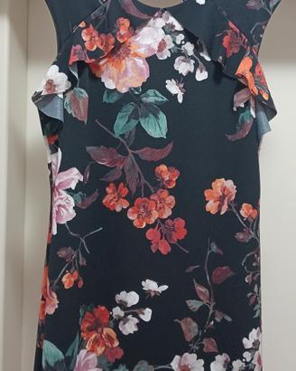 Mini abito nero con fiori Benetton, taglia L