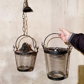 lampadari ferro battuto e vetro