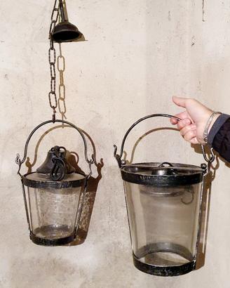 lampadari ferro battuto e vetro