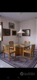 Tavolo rovere massello con vetro spesso + 4 sedie
