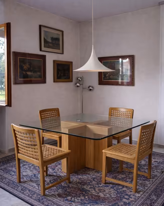 Tavolo rovere massello con vetro spesso + 4 sedie