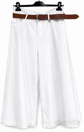 Pantaloni Donna Wide Leg Bianchi Cotone Taglia L