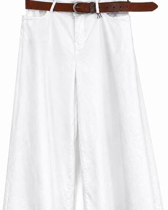 Pantaloni Donna Wide Leg Bianchi Cotone Taglia L