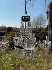 Lampadario in cristallo vintage