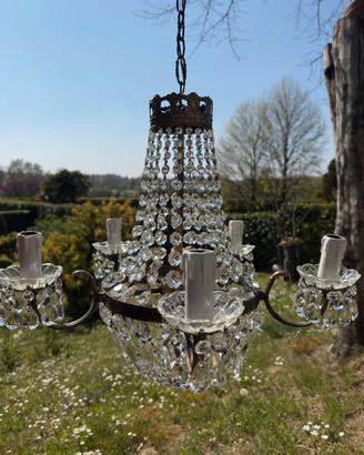 Lampadario in cristallo vintage