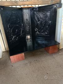 caminetto in ghisa angolare