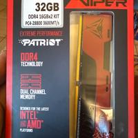 32 GB di Ram 3600 DDR4 patriot viper