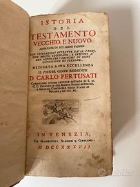 Libro antico "Istoria del Testamento..." 1737