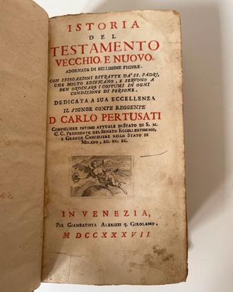 Libro antico "Istoria del Testamento..." 1737