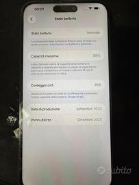 Batteria ORIGINALE iPhone 15 Pro Max 88%