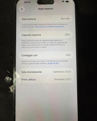 Batteria ORIGINALE iPhone 15 Pro Max 88%