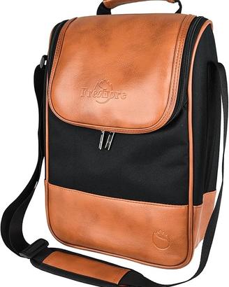 Borsa Termica in Pelle da Viaggio per 2 Bottiglie