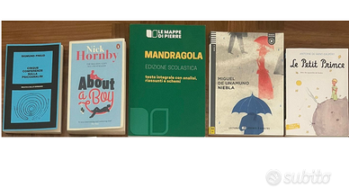 libri: Le Petit Prince, Mandragola, Niebla...