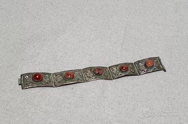 Splendido Bracciale Etnico Vintage in Argento 900