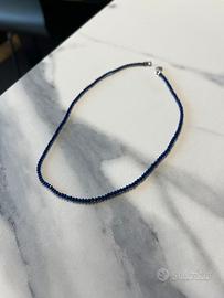 Collana choker in argento con pietre blu