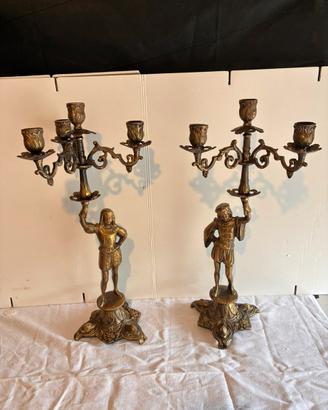 Coppia candelabri primi 900 bronzo 6 kg.