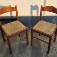 Coppia di sedie vintage legno paglia