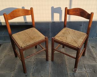 Coppia di sedie vintage legno paglia