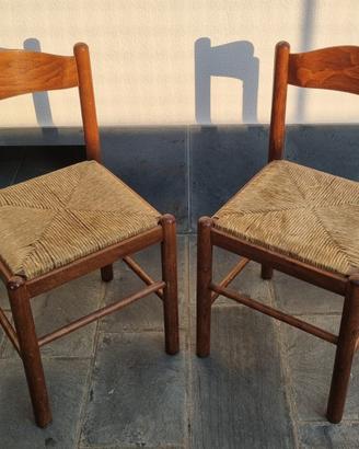 Coppia di sedie vintage legno paglia