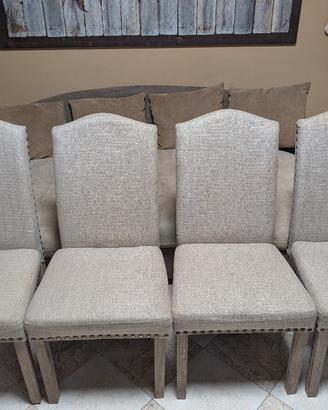 4 sedie legno e tessuto grigio beige 