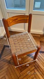 6 Sedie in legno Arclinea, paglia intrecciata