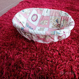 Cestino ricoperto di stoffa in cotone a quadretti