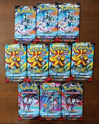 10 booster  carte pokemon caos nascente